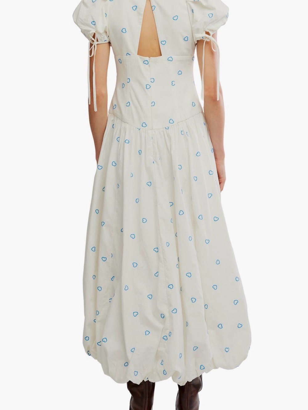 Free People Bali Sprinkled Heart Puff Sleeve Cotton Maxi Dress - Picture 2 of 7